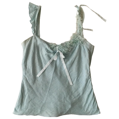 Pre-owned Tara Jarmon Linen Camisole In Turquoise