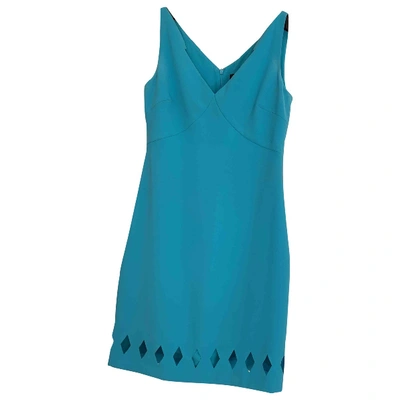 Pre-owned Versace Silk Mid-length Dress In Turquoise