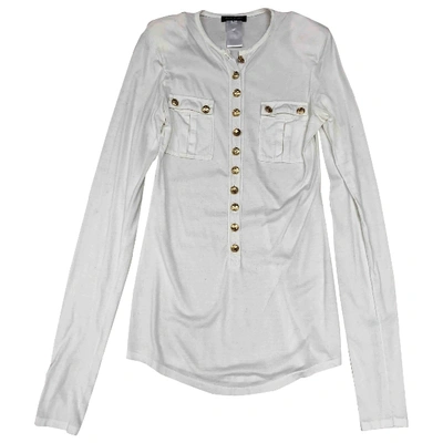 Pre-owned Balmain Ecru Cotton Top