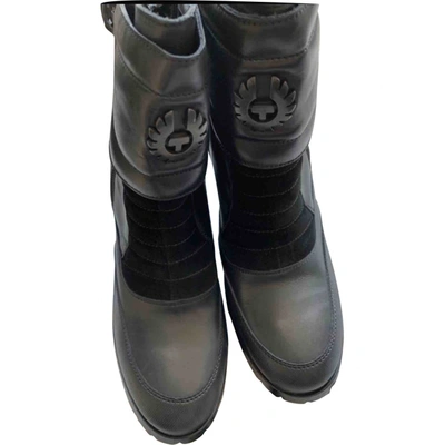 Pre-owned Belstaff Leather Biker Boots In Black