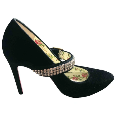 Pre-owned Gucci Sylvie Black Velvet Heels