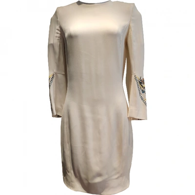 Pre-owned Dior Silk Mid-length Dress In Ecru