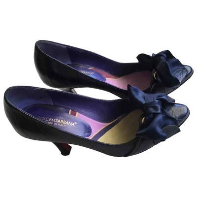 Pre-owned Dolce & Gabbana Blue Eel Heels