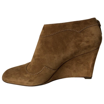 Pre-owned Sergio Rossi Ankle Boots In Camel