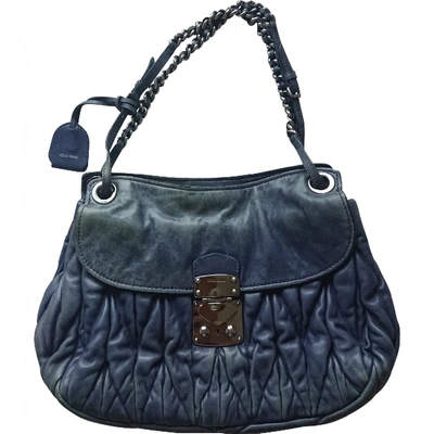 Pre-owned Miu Miu Coffer Leather Handbag In Blue