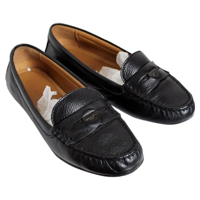 Pre-owned Coach Leather Flats In Black