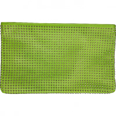 Pre-owned Orciani Leather Clutch Bag In Green