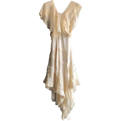 Pre-owned Chloé Silk Mini Dress In Ecru