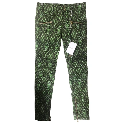 Pre-owned Balmain Slim Pants In Green