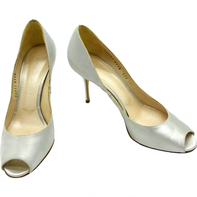 Pre-owned Casadei Velvet Heels In Silver