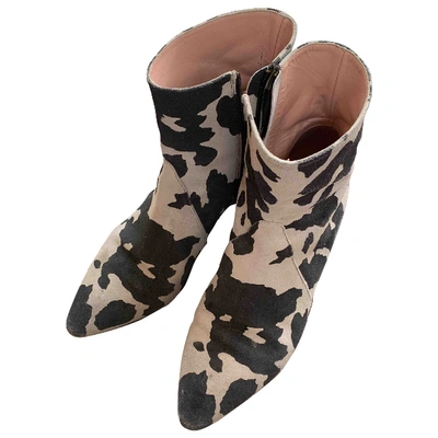 Pre-owned Moschino Pony-style Calfskin Ankle Boots
