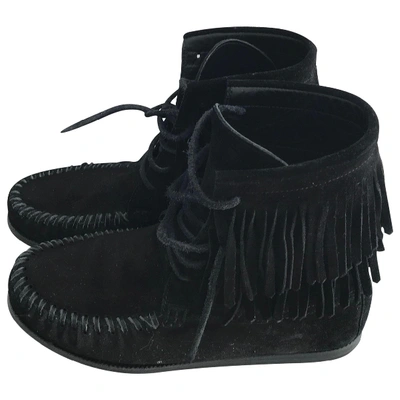 Pre-owned Saint Laurent Mocassin Boots In Black