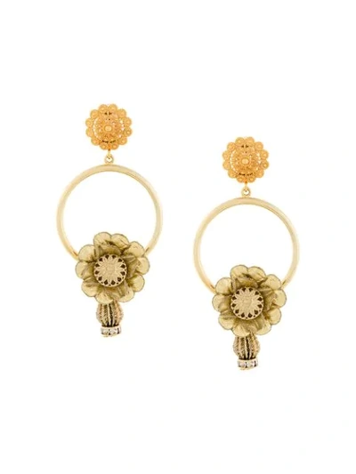 Dolce & Gabbana Floral Loop Drop Clip-on Earrings In Metallic