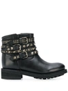 Ash Tatum Combat Boots In Black Leather