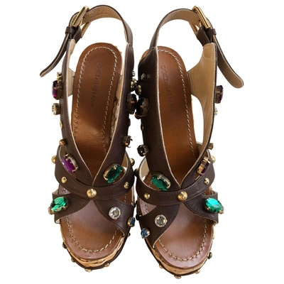 Pre-owned Dolce & Gabbana Glitter Sandals In Beige