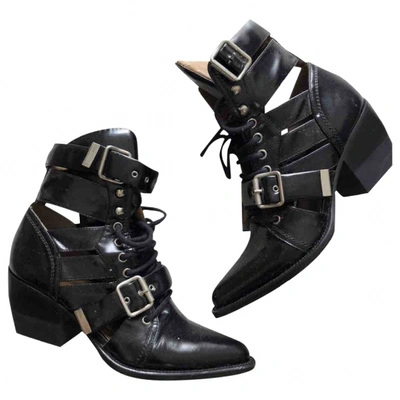 Pre-owned Chloé Rylee Black Leather Ankle Boots