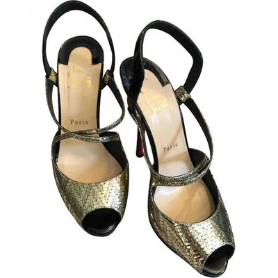 Pre-owned Christian Louboutin Patent Leather Sandals In Gold