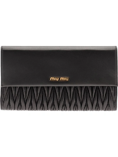 Miu Miu Matelassé Continental Wallet In Black