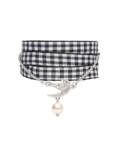 Miu Miu Ribbon Pendant Bracelet In Metallic