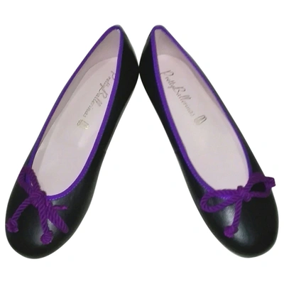 Pre-owned Pretty Ballerinas Leather Ballet Flats In Black