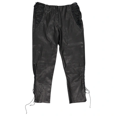 Pre-owned Isabel Marant Leather Slim Trousers In Black
