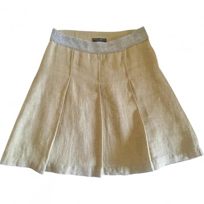 Pre-owned Dolce & Gabbana Ecru Linen Skirt