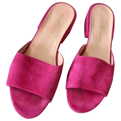 Pre-owned Stuart Weitzman Leather Mules In Pink