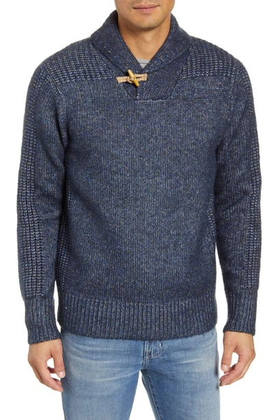 Schott Toggle Shawl Collar Sweater In Navy