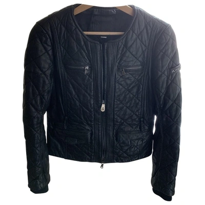 Pre-owned Peuterey Leather Biker Jacket In Black