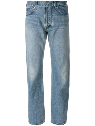 Balenciaga Men's Slim-straight Cropped Jeans In Blue