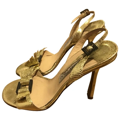 Pre-owned Jimmy Choo Gold Python Sandals