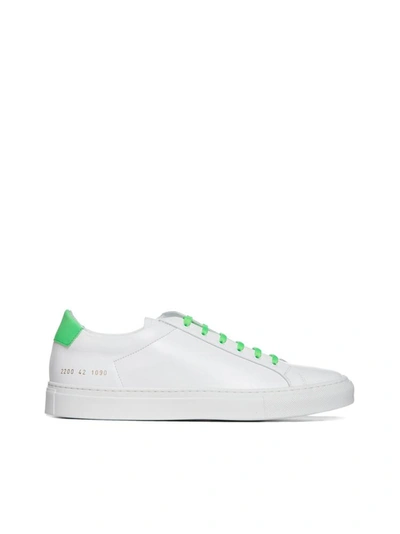 Common Projects Contrast Sneakers In Bianco Verde Fluo