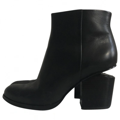 Pre-owned Alexander Wang Kori Leather Ankle Boots In Black