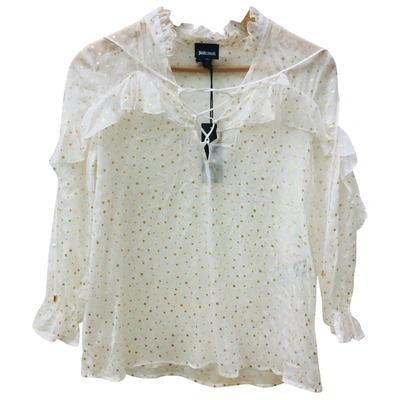 Pre-owned Just Cavalli Silk Blouse In White