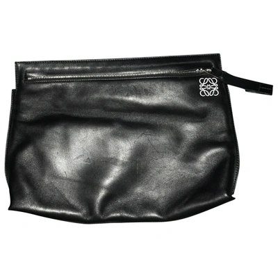 Pre-owned Loewe T Pouch Black Leather Clutch Bag
