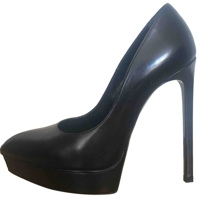 Pre-owned Saint Laurent Janis Leather Heels In Black