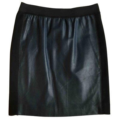 Pre-owned Sandro Leather Mini Skirt In Blue