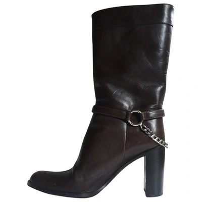 Pre-owned Gianvito Rossi Leather Riding Boots In Brown