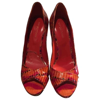 Pre-owned Sergio Rossi Orange Python Heels