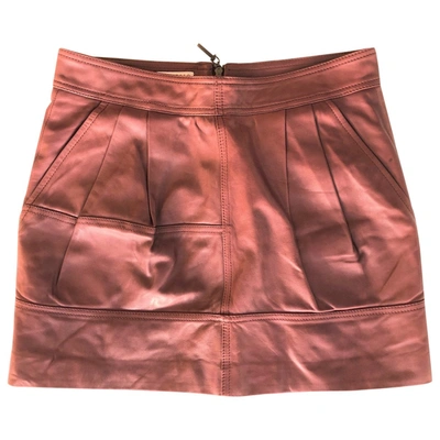 Pre-owned Brunello Cucinelli Leather Mini Skirt In Camel