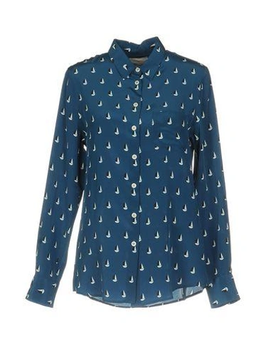 Band Of Outsiders Patterned Shirts & Blouses In Deep Jade