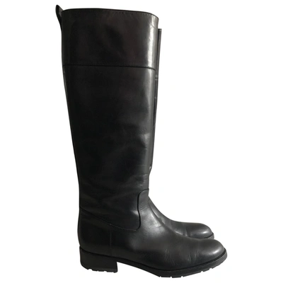 Pre-owned A. Testoni Leather Riding Boots In Black