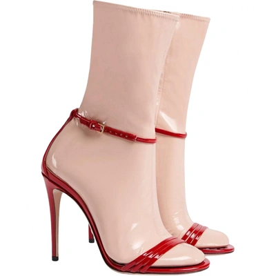Pre-owned Gucci Patent Leather Ankle Boots In Red