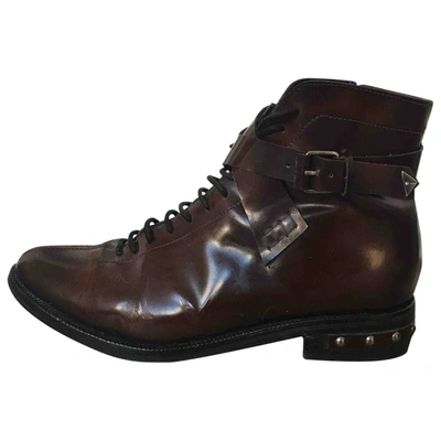 Pre-owned Opening Ceremony Leather Lace Up Boots In Brown