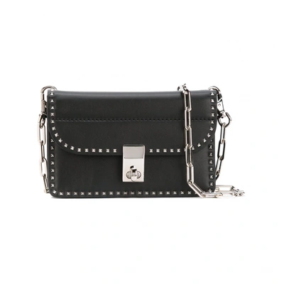 Pre-owned Valentino Garavani Rockstud Leather Crossbody Bag In Black