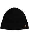 Polo Ralph Lauren Signature Logo Beanie In Black