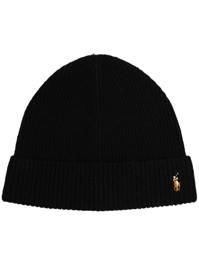 Polo Ralph Lauren Signature Logo Beanie In Polo Black