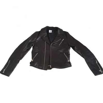 Pre-owned Iris & Ink Leather Jacket In Black