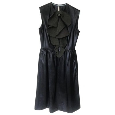 Pre-owned Fendi Leather Dress In Black