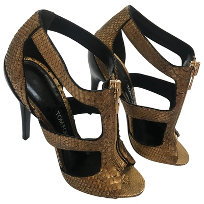 Pre-owned Tom Ford Gold Python Sandals